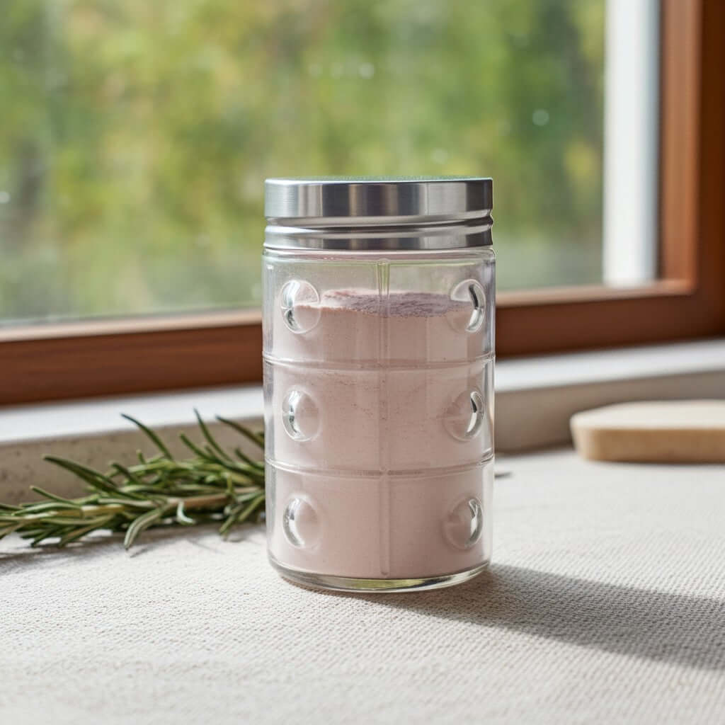 Trockenshampoo für dunkles Haar in Glasstreuer