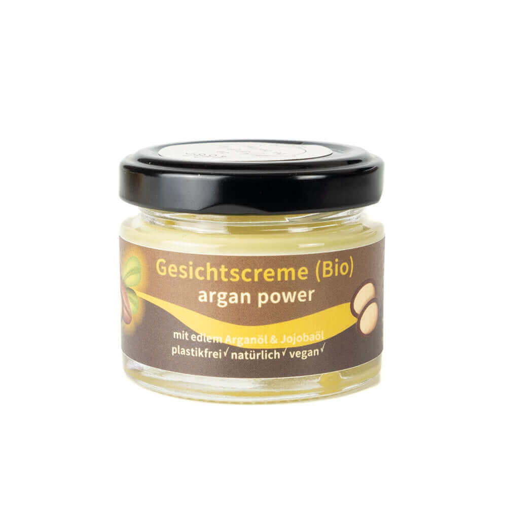 Naturkosmetik Gesichtscreme "Argan Power" (Bio) in Glas mit Metalldeckel