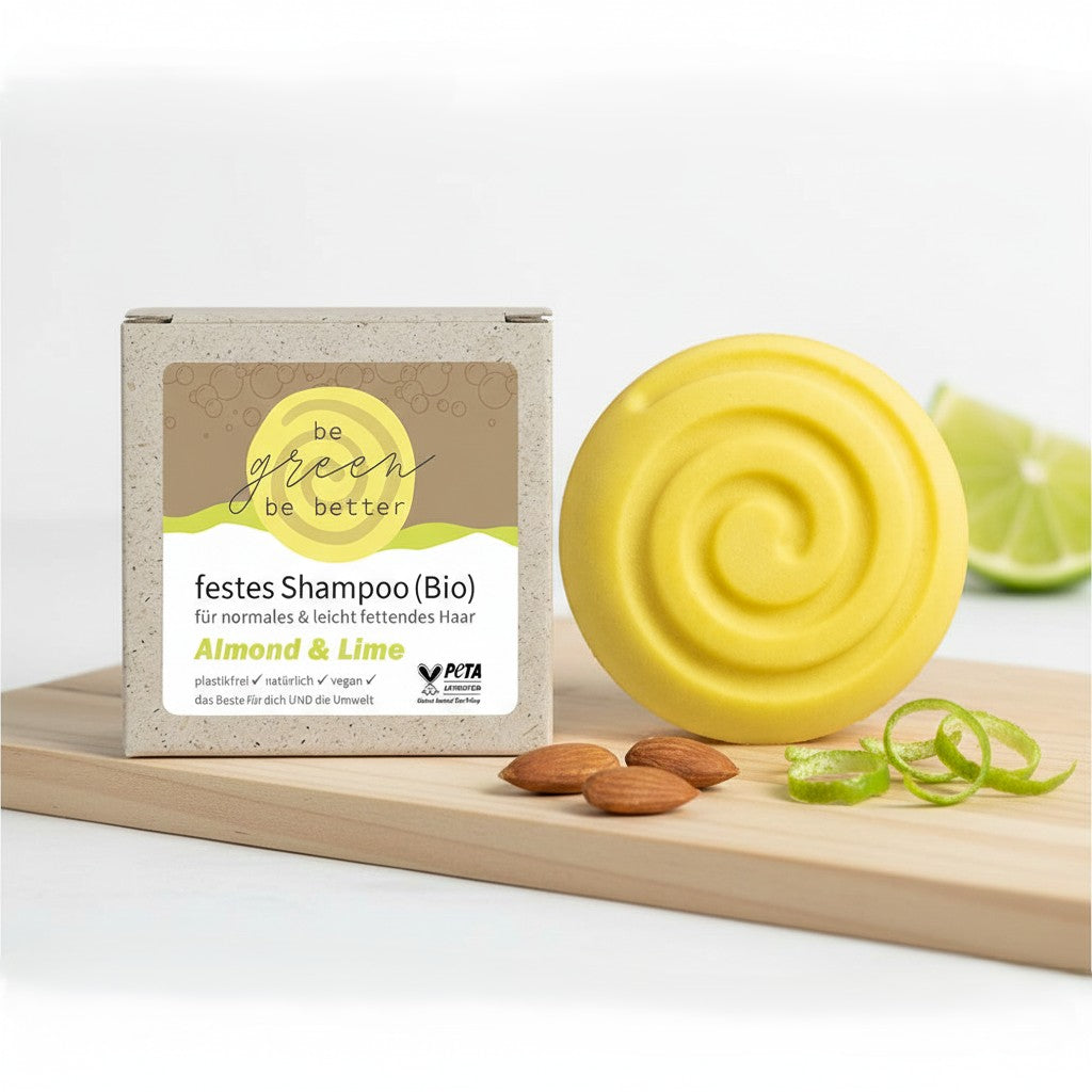 Naturkosmetik festes Shampoo mit Graspapierverpackung