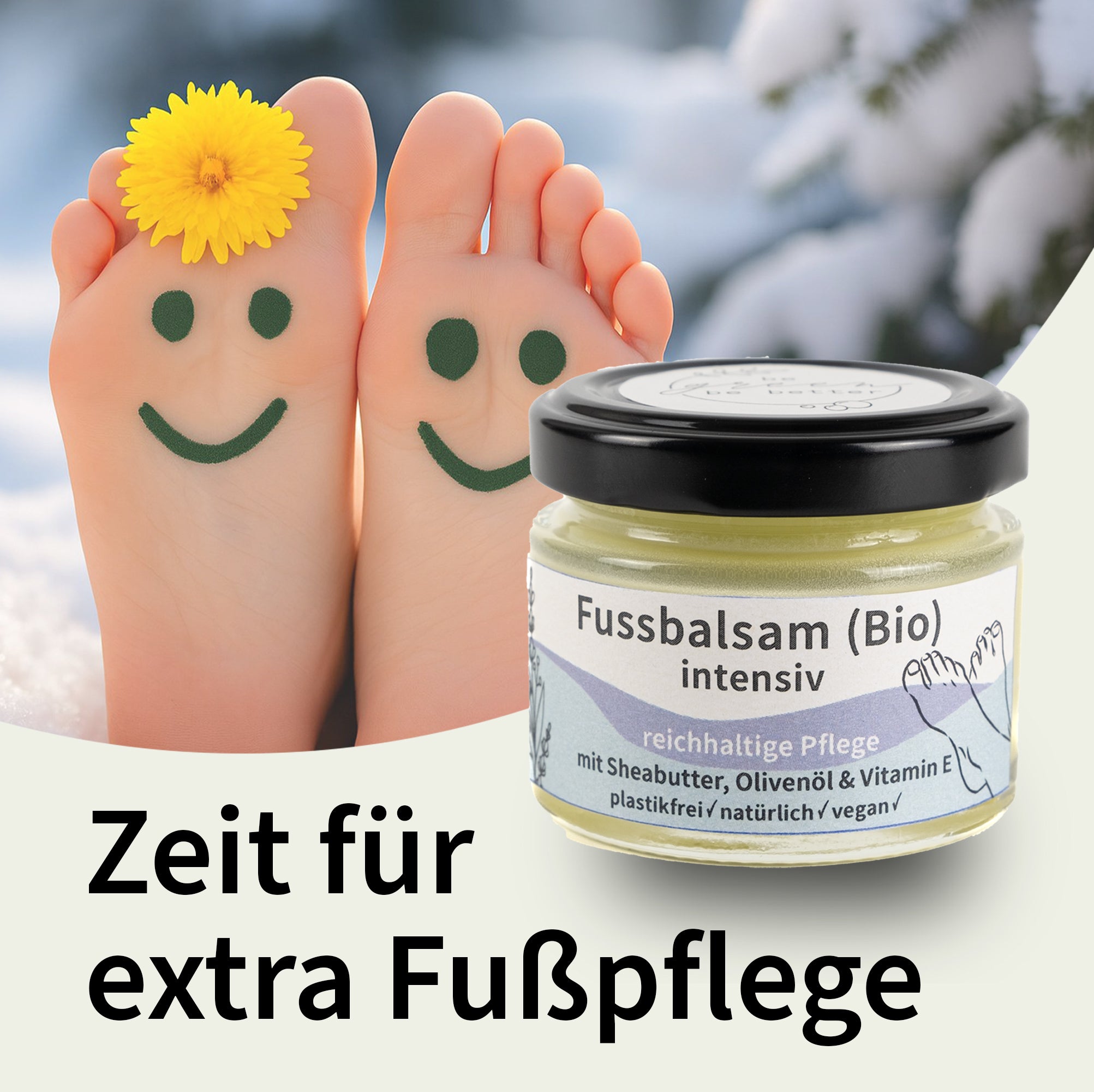 Naturkosmetik Fussbalsam Glas vor Bild