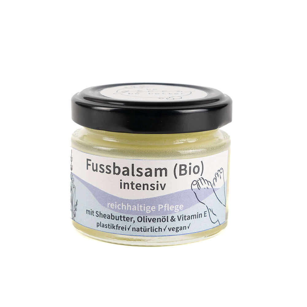  Naturkosmetik Fussbalsam in Bio Qualität im Glastiegel