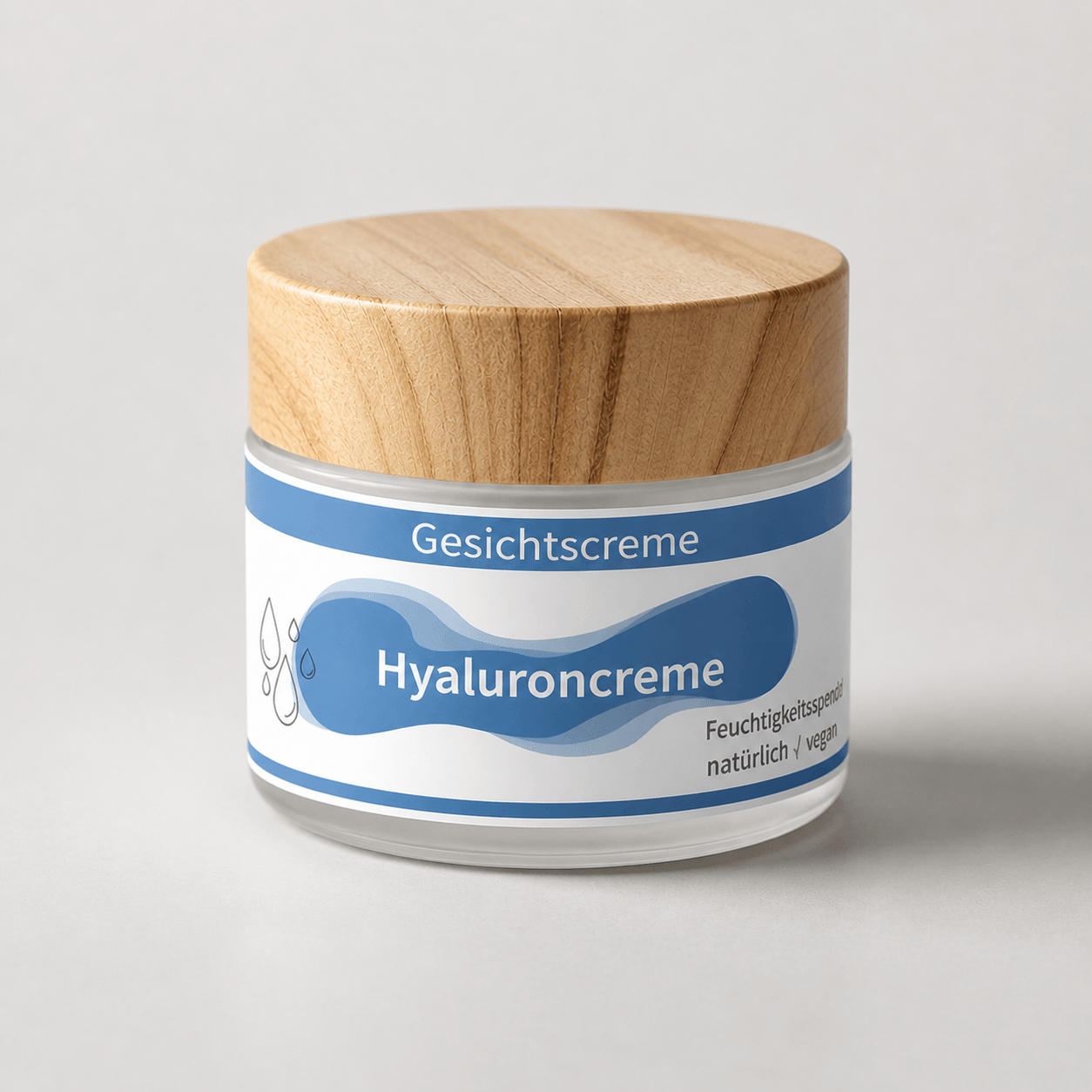 Handgemachte Hyaluron Gesichtscreme mit Hyaluronsäure und Squalan für trockene und feuchtigkeitsarme Haut im Glastiegel
