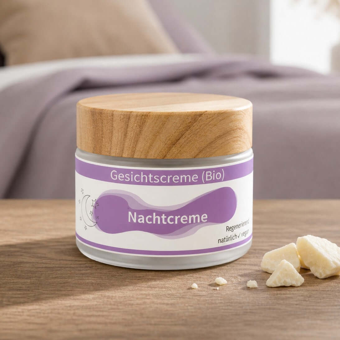 Handgemachte Nachtcreme für reife Haut mit Sheabutter und Nachtkerzenöl
