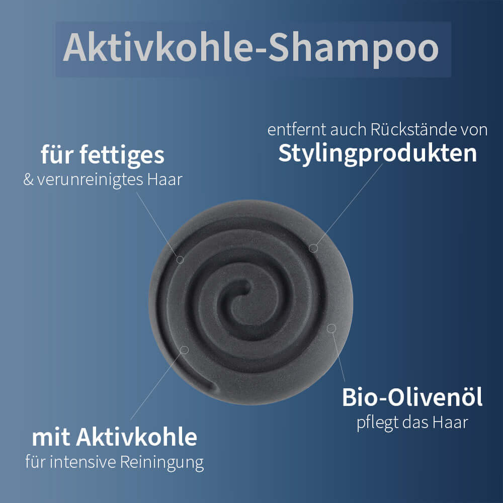 Festes Shampoo Naturkosmetik mit Aktivkohle