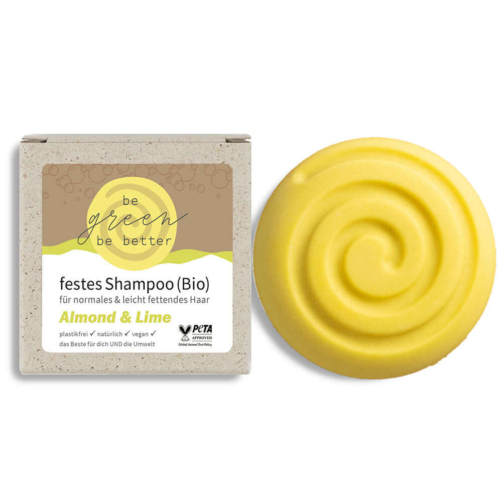 Naturkosmetik festes Shampoo mit Graspapierverpackung