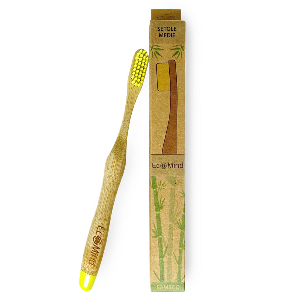 Zahnbürste aus Bambus in gelb