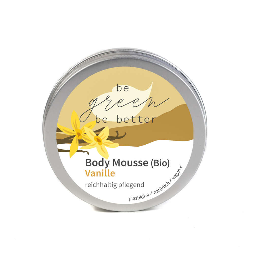 Naturkosmetik Bio Body Mousse mit Vanille Duft in Blechdose